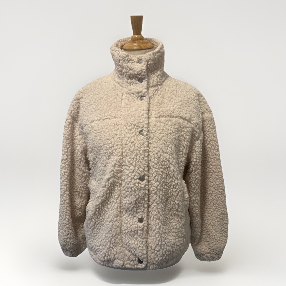 Thread And Supply cream colored fuzzy 6 snaps jacket Size Medium